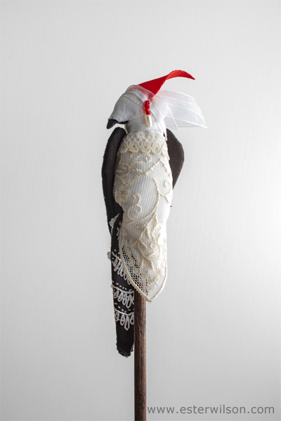 Woodpecker sculpture detail